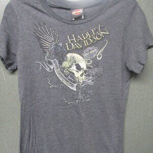 Harley Davidson Gray Skull Tee Sz L